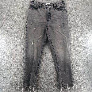 Good American Jeans Womens 8 29 The Weekender Tapered Gray Denim Distressed Fray